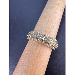 CZ gold over Sterling eternity band mens ring size 11
